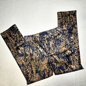 Boston Proper Newport Eye Catching Python Print Straight Leg Coated Denim Jeans